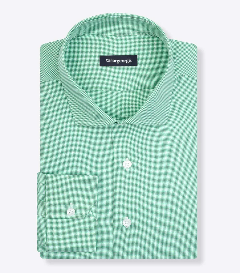Chemise en twill à carreaux verts facile à repasser