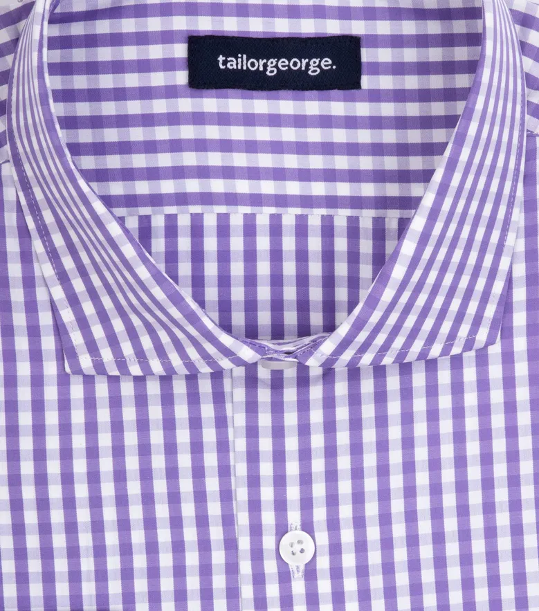 Chemise en popeline à carreaux mauve facile à repasser