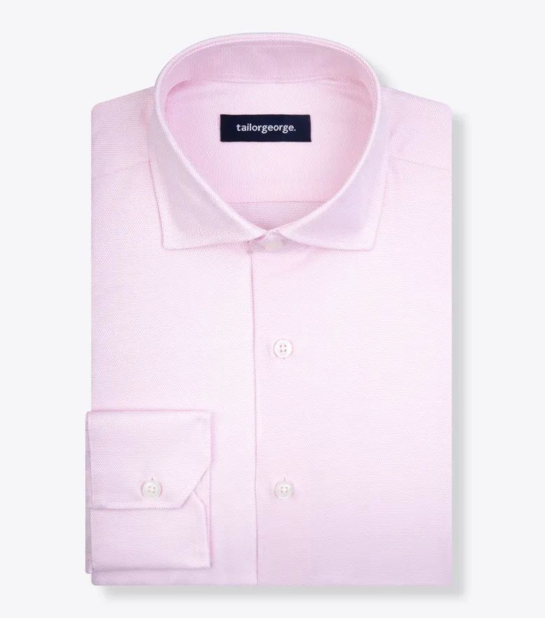 Chemise en dobby rose pâle uni