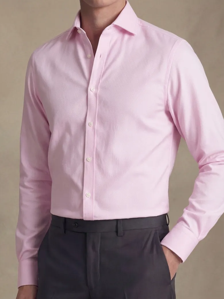 Chemise en dobby rose pâle uni