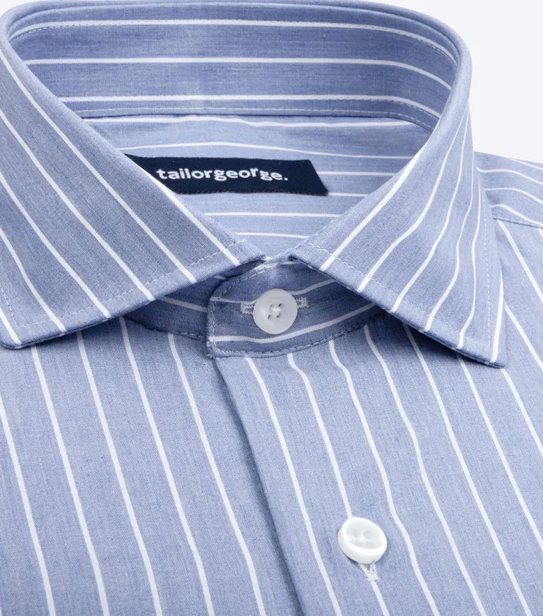 Chemise en popeline à rayures bleues délavées