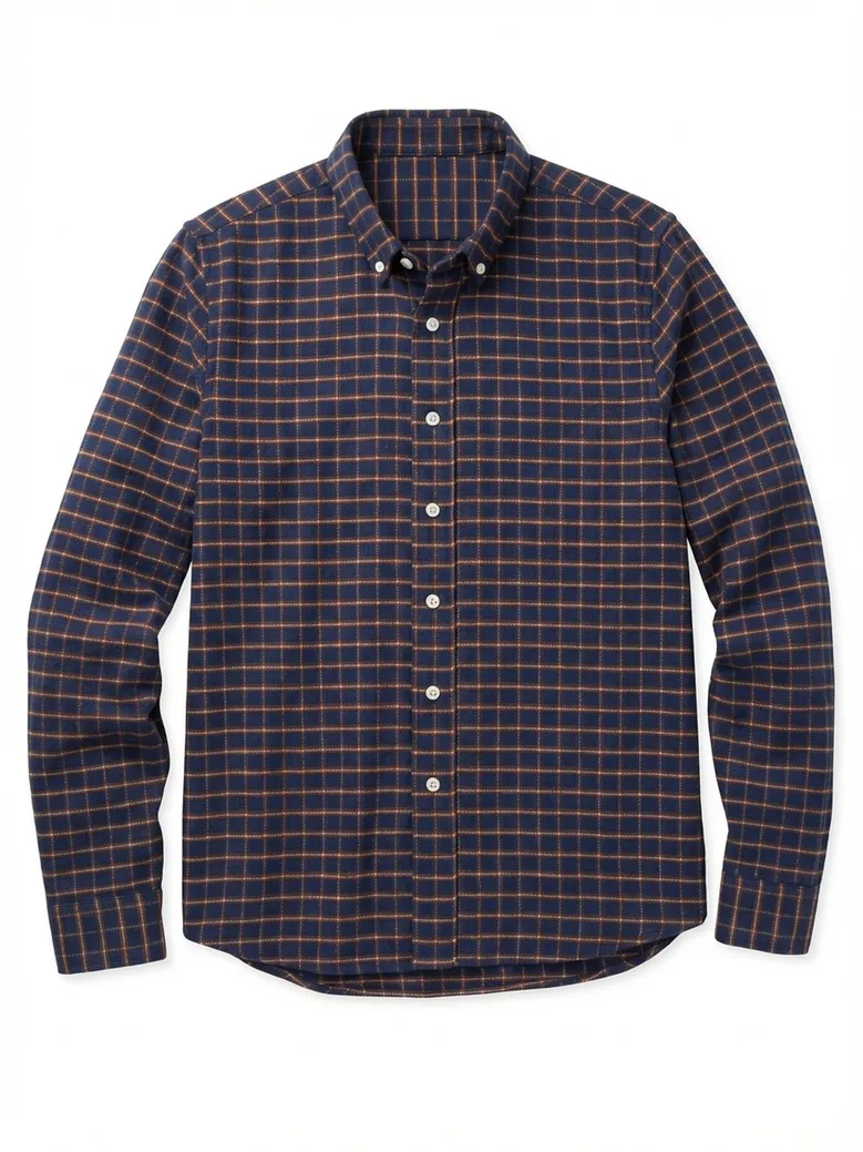 Chemise en flanelle épaisse à carreaux bleu marine