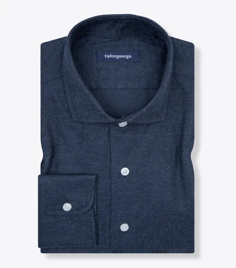 Chemise en flanelle bleu marine uni