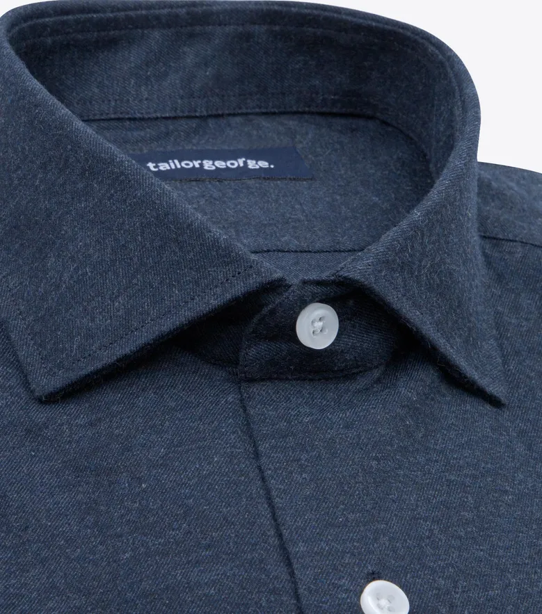 Chemise en flanelle bleu marine uni