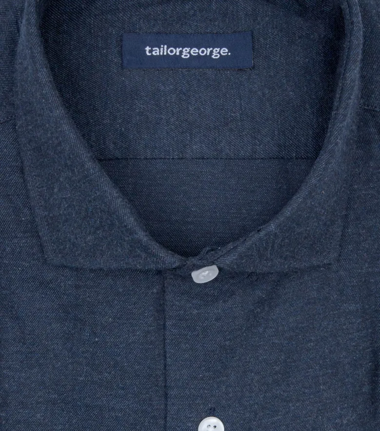 Chemise en flanelle bleu marine uni