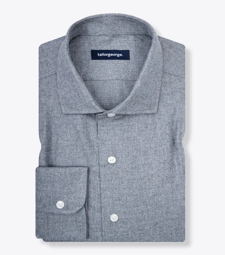 Chemise en flanelle gris uni