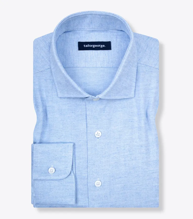 Chemise en flanelle bleu ciel uni