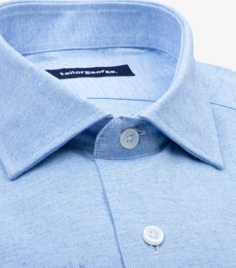 Chemise en flanelle bleu ciel uni
