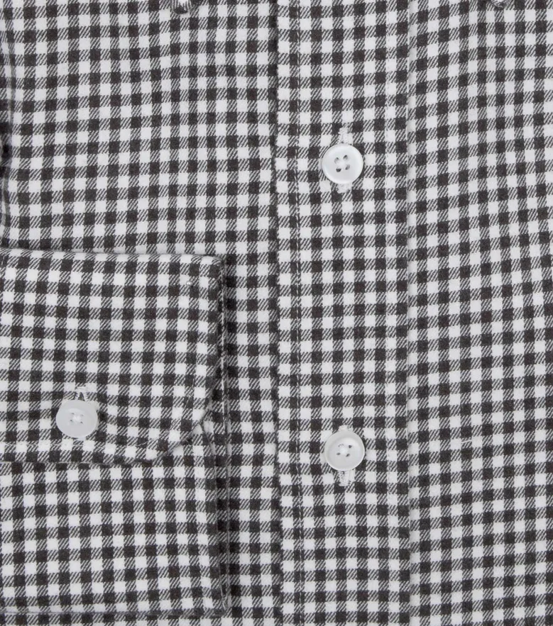 Chemise en flanelle à petits carreaux marron