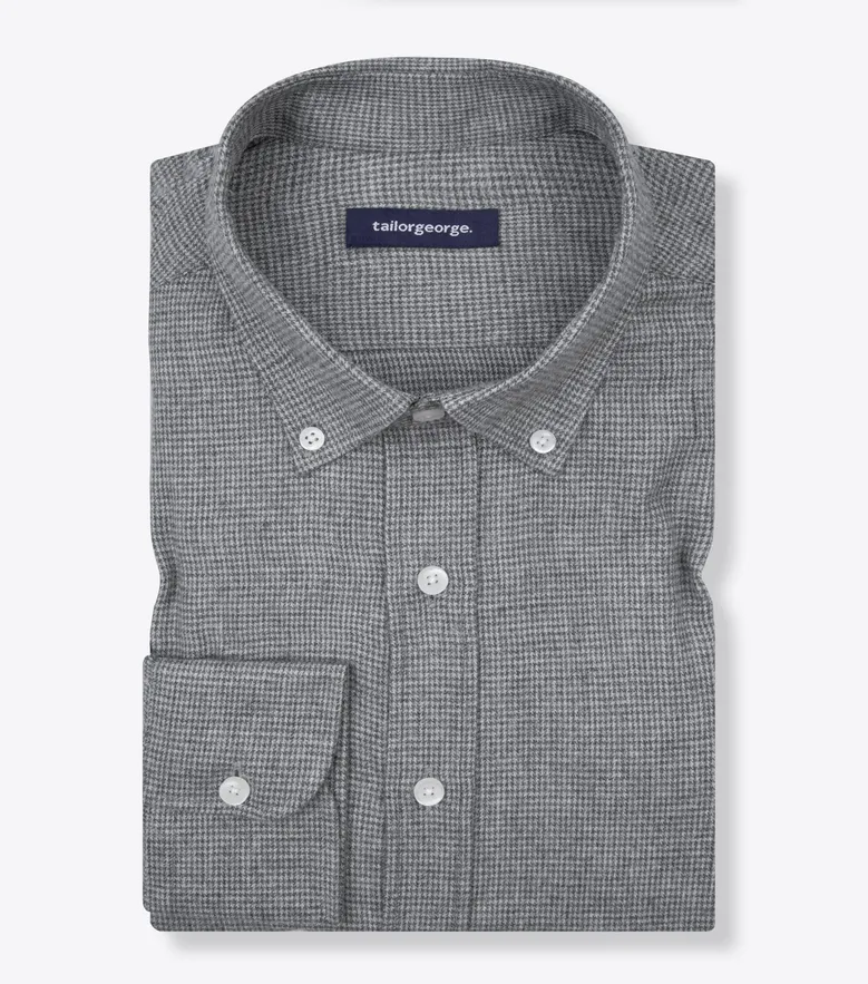 Chemise en flanelle à mini-carreaux gris