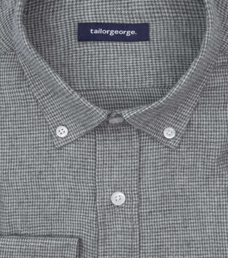 Chemise en flanelle à mini-carreaux gris