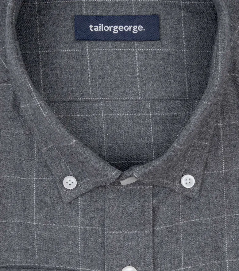 Chemise en flanelle à grands carreaux gris
