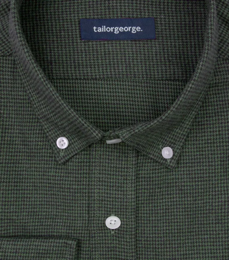 Chemise en flanelle à mini-carreaux verts