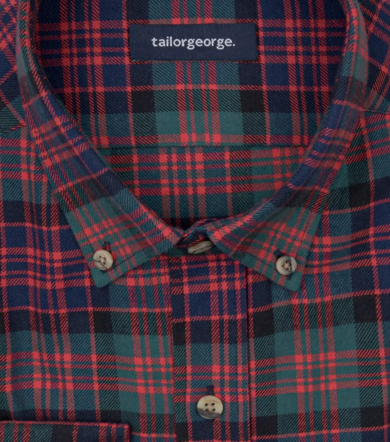 Chemise en flanelle épaisse tartan rouge, vert et bleu