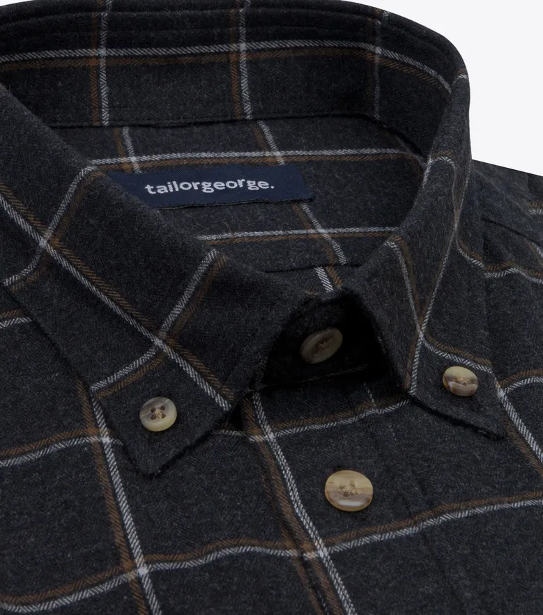 Chemise en flanelle à carreaux gris foncé