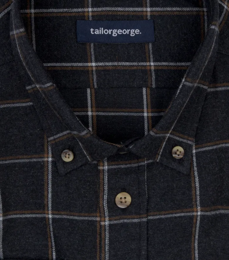 Chemise en flanelle à carreaux gris foncé