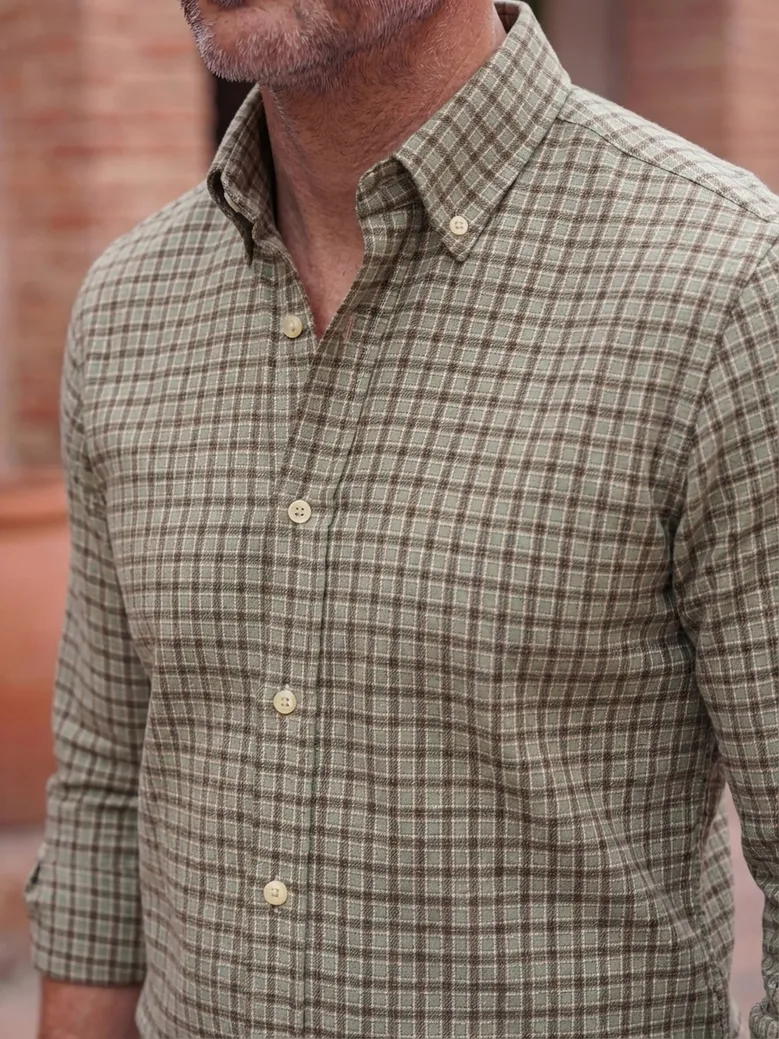 Chemise en flanelle à carreaux vert