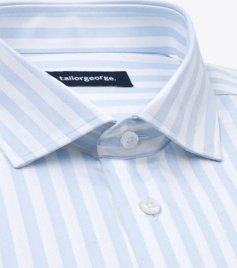 Chemise en twill à rayures bleu ciel facile à repasser