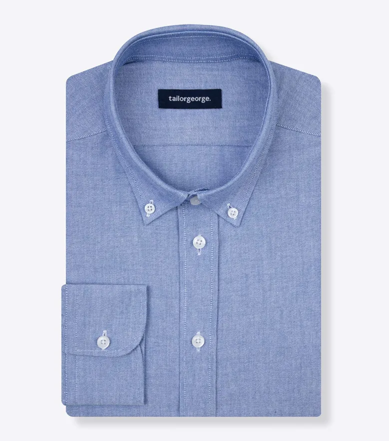 Chemise en Oxford sport bleu uni