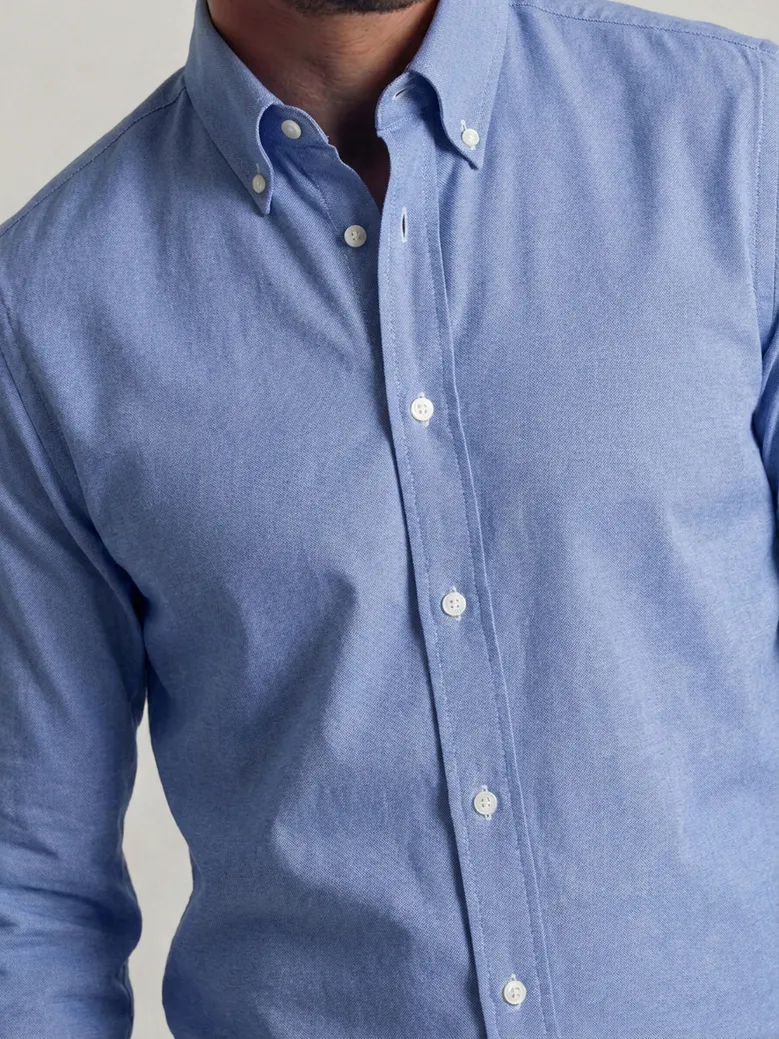 Chemise en Oxford sport bleu uni