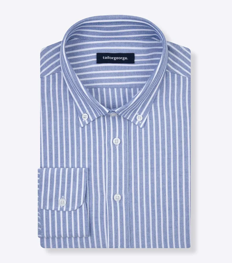 Chemise en Oxford à rayures bleu roi