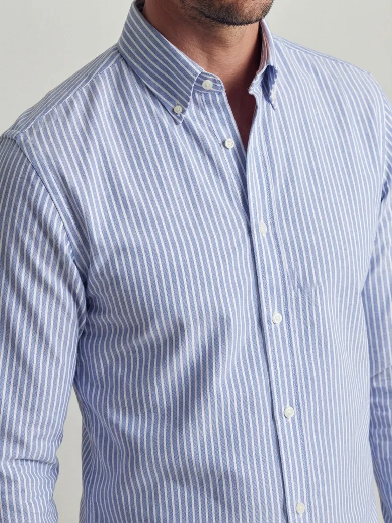 Chemise en Oxford à rayures bleu roi