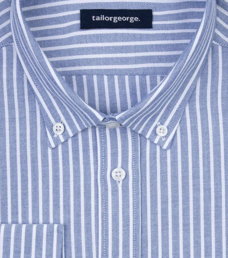 Chemise en Oxford à rayures bleu roi