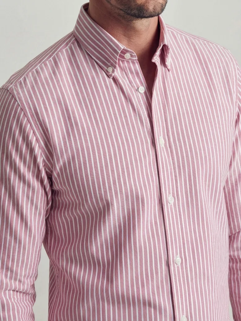Chemise en Oxford à rayures rouge