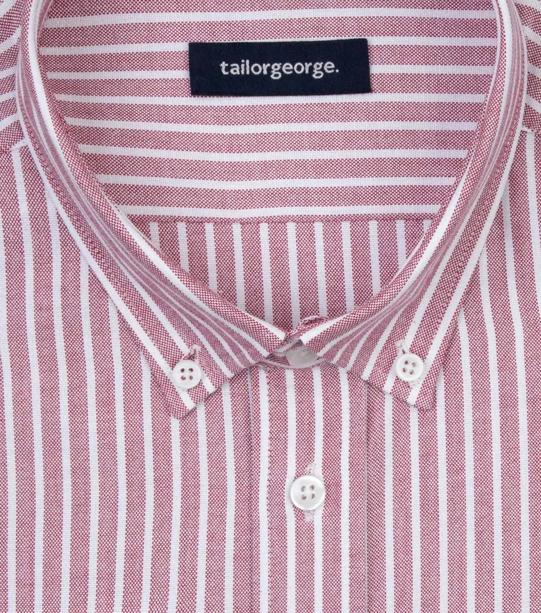 Chemise en Oxford à rayures rouge