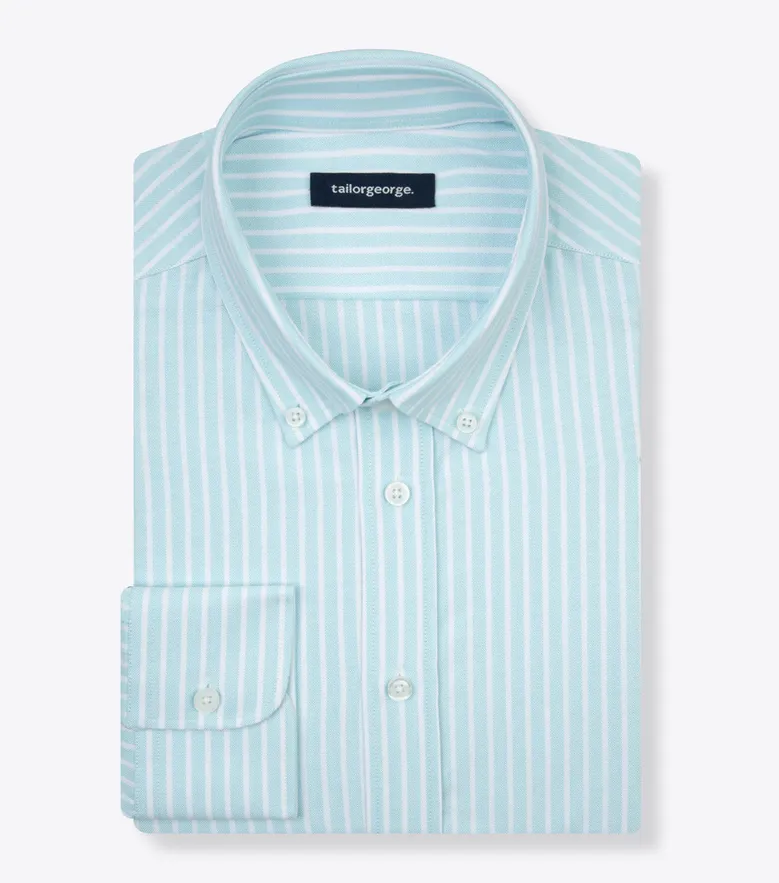 Chemise en Oxford à rayures bleu turquoise