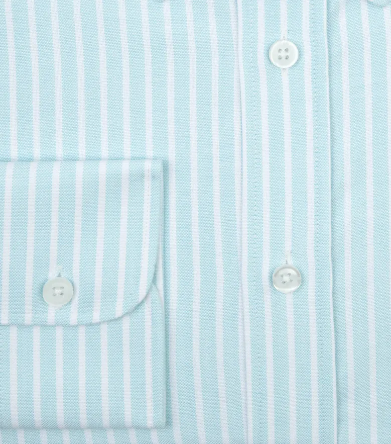 Chemise en Oxford à rayures bleu turquoise
