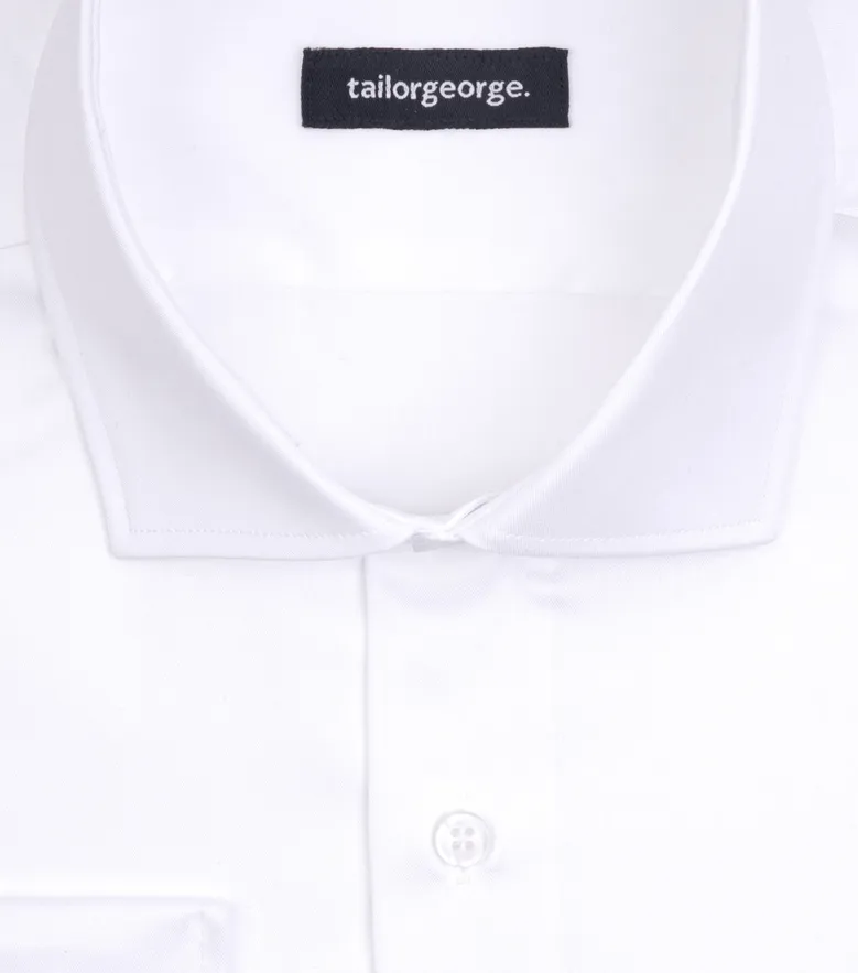 Eenvoudig te strijken effen wit poplin overhemd