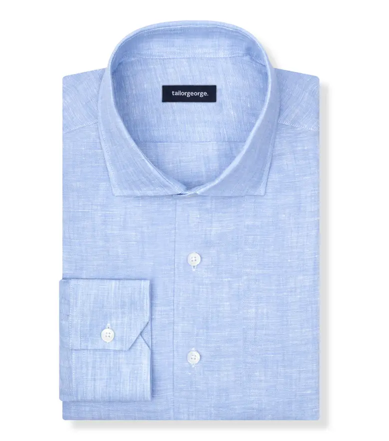 Chemise en Lin uni bleu ciel