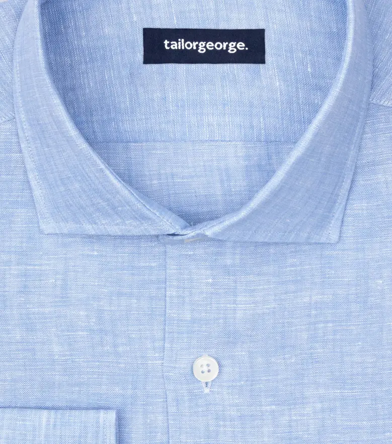 Chemise en Lin uni bleu ciel