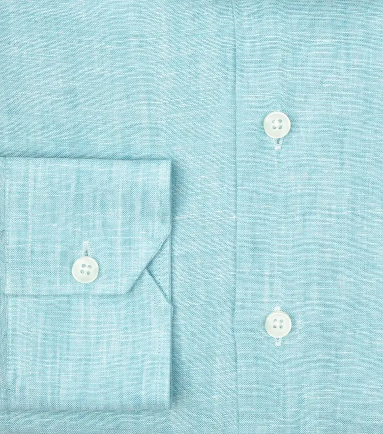 Chemise en Lin uni bleu turquoise