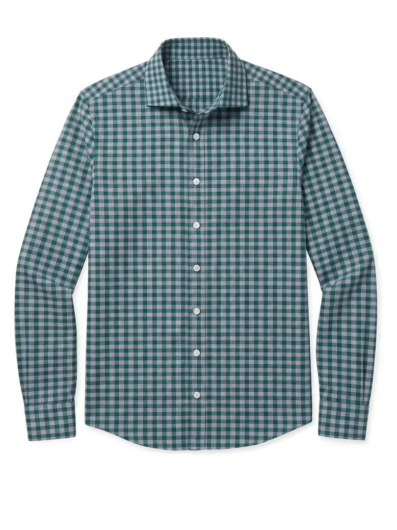 Chemise en twill à carreaux verts