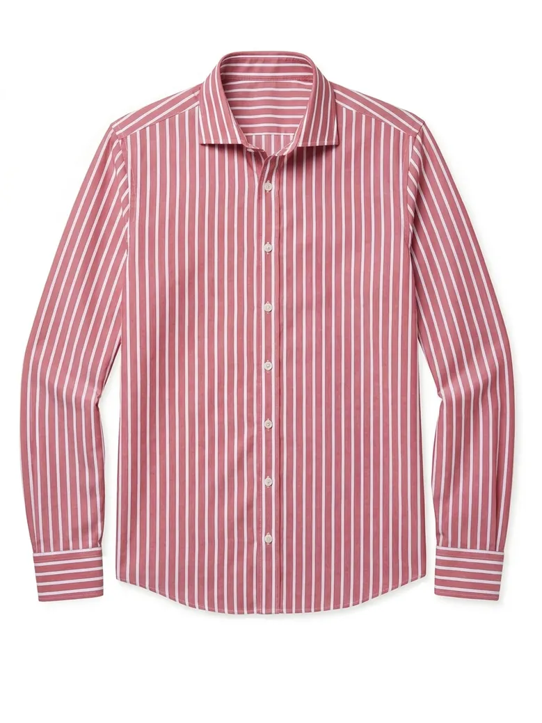 Chemise en popeline à rayures rouges