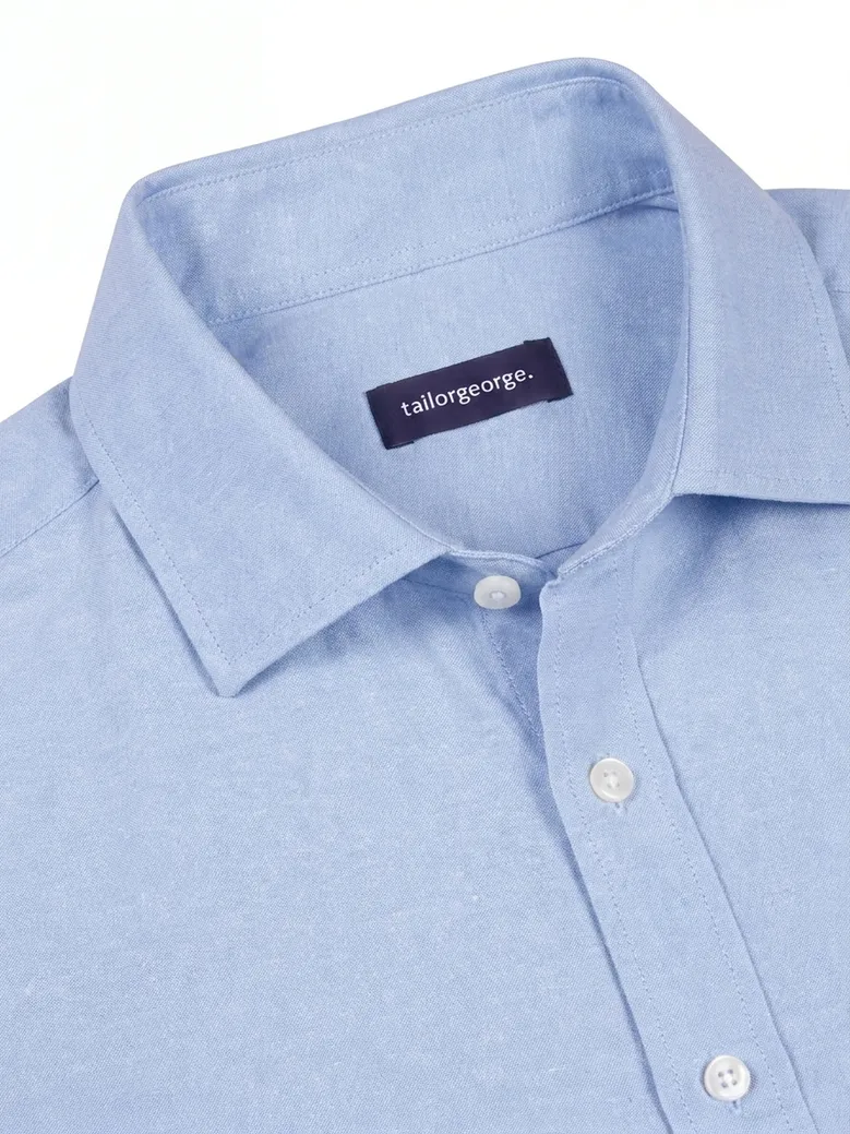 Chemise en chambray uni bleu ciel