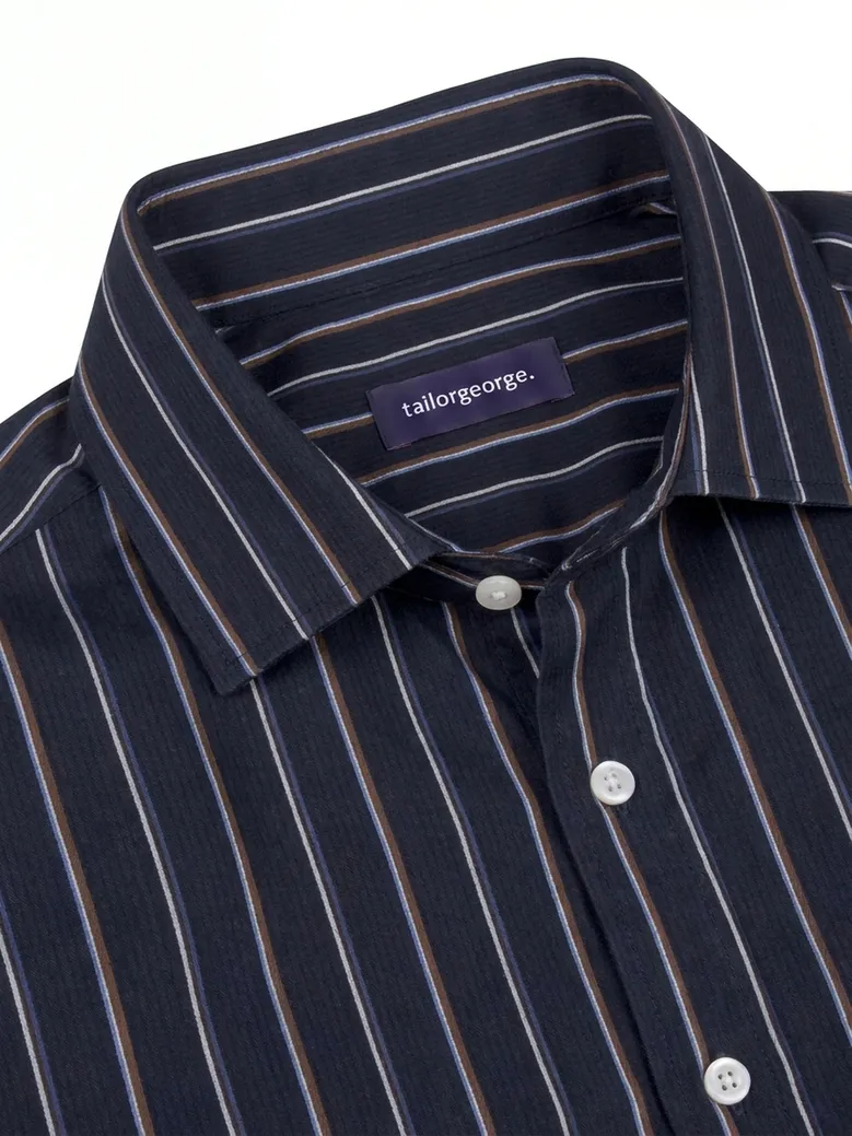 Chemise en popeline à rayures noires