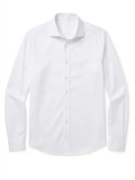 Gemakkelijk te strijken effen wit twill overhemd