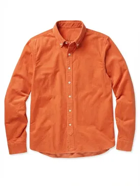 Oranje effen corduroy overhemd