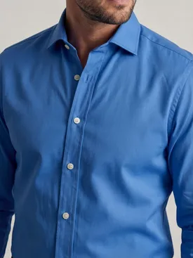 Effen blauw dik gabardine overhemd