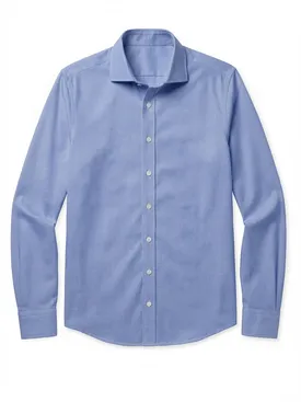 Felblauw effen keperoverhemd