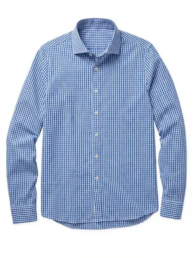 Felblauw geruit poplin overhemd