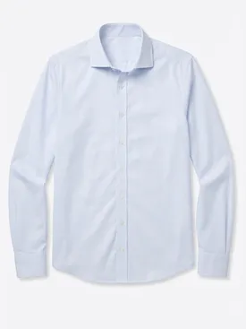 Gemakkelijk te strijken hemelsblauw gestreept poplin overhemd