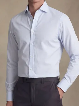 Hemelsblauw klein geruit poplin overhemd