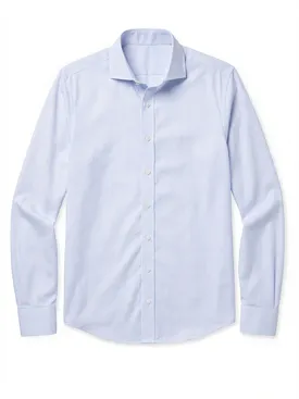 Hemelsblauw klein geruit poplin overhemd