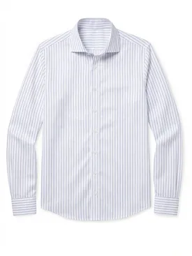 Blauw en wit gestreept twill overhemd