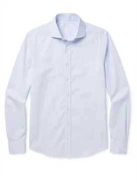 Hemelsblauw gestreept twill overhemd