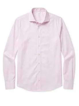Gemakkelijk te strijken lichtroze geruite poplin overhemd